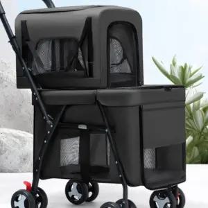 2단 개모차 강아지 분리형 고양이 유모차 접이식 다견