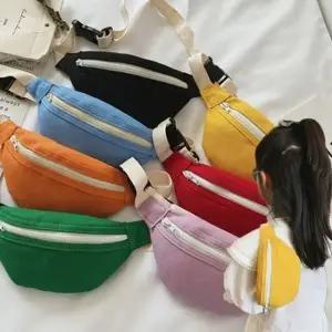 (색상 오렌지)아동 레인보우 슬링백 가방 힙색 미니 보조 여행 사이