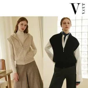 [TV상품][25FW 최신상]브이컷 케이블 니트 집업 베스트 2종 789665