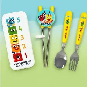 [골드스마일]넘버블록스 캐릭터 어린이 무소음 수저 케이스 세트