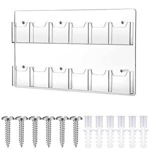 Eersida 아크릴 브로셔 홀더 디스플레이 스탠드 비즈니스 트라이 폴드 멀티 슬롯 랙 월 마운트 플라이어 문학 메뉴 광고를 위한 투명 포켓 공간 절약기(12 포켓)