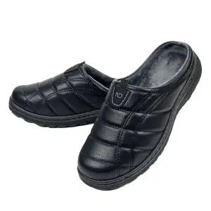 사무실 실내외겸용 털 뮬 슬리퍼-블랙 미끄럼방지 푹신한 겨울 방한용