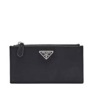 [명품]  블랙 카프스킨 삼각 로고 사피아노 비텔로 무브 여성 카드지갑 1MC079