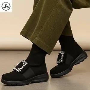 [애슬릿] 여성 발 편한 운동화 스니커즈 앵클 삭스 큐빅 스웨이드