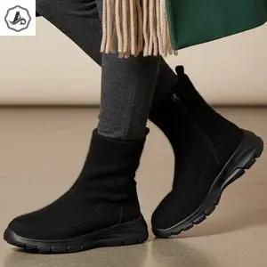 [애슬릿] 여성 발 편한 운동화 기모 안감 앵클 겨울 방한 스니커즈