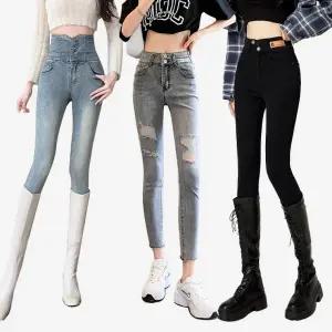 JJSZ 재입고1 모음전 / 여성 스키니진 청바지 일자 하이웨스트 밴딩 빅사이즈 스판데님팬츠