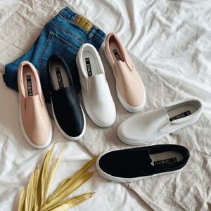 [비비오]리얼소가죽 통굽 여성 키높이 슬립온 3cm