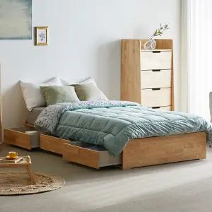 장인가구 아이브 원스 고무나무 원목 무헤드 서랍 침대 SS 프레임
