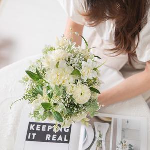 다알리아 조화 꽃 부케 셀프웨딩 브라이드 40cm 꽃다발 촬영 장식 소품 브라이덜샤워 파티 스냅