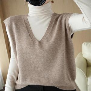 여성 베스트 간절기 v넥 니트 조끼 오버핏 vs-07