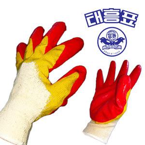 태흥표 황코팅 50켤레 13G 반코팅 청 황 이중코팅장갑 안전 작업용 최고급면사용 깔끔한재봉
