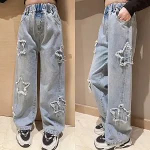 [삐삐네옷가게] 여아 주니어 스타와이드 별청바지 봄가을 연청 데님 바지 단품