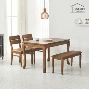 [/착불배송] 프렌치 앤틱 1200 고무나무 원목 4인 식탁 세트 (식탁+의자2+벤치1