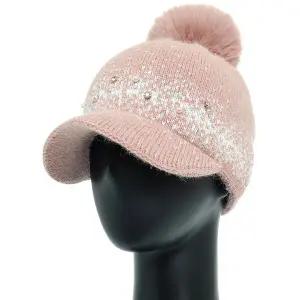 [하프클럽/]WCC022.비즈 니트 중년여성 털방울 캡모자 엄마 할머니 겨울 방한