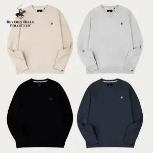 비버리힐즈 폴로클럽 엔트리 남자 맨투맨 기모 겨울 긴팔 티셔츠 오버핏 무지 라운드 남녀공용 커플티셔츠