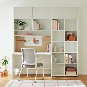 한샘 티오 일자책상세트 6단 120x60cm (플랩도어,조명)