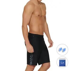 [쿠아로] 남성용 루즈핏 5부 빅사이즈 실내수영복 + 귀마개 + 비닐백 세트 ILM541S