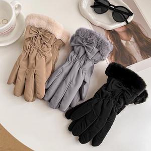 할인바이할인 [1+1] 리본셔링 고퀄리티 기모퍼 패딩장갑 터치가능 여성장갑 컬러3종