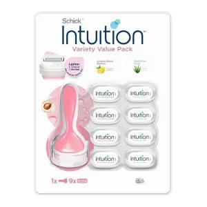 쉬크인튜이션제모기 세트 기1 + 날9 쉬크인튜이션버라이어티밸류팩(핸들1+리필9) 코스