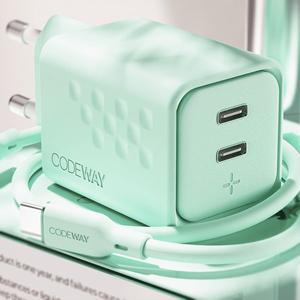 [코드웨이] 팔레트 C타입 50W 초고속 충전기 + C to C 고속 충전 케이블 스프링 민트