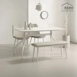 [/착불배송] 크리미 1400 포세린 통 세라믹 4인 식탁 세트 (식탁+의자2+벤치1)