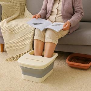 족욕과 지압 발마사지를 동시에 접이식 덮개 지압 족욕통 휴대폰거치