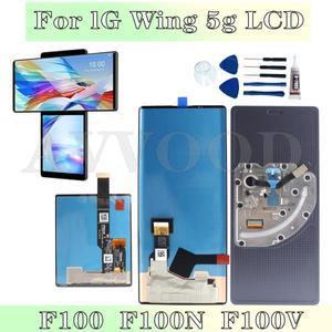 LG Wing 디스플레이 용 원본 LM-F100 LCD 터치 스크린 디지타이저 어셈블리 (프레임 교체 수리 부품 포함)