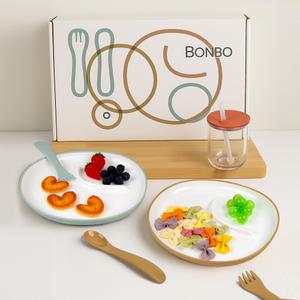 킨토 본보 초경량 유아용 실리콘 식기 4P 세트 아기 첫식기 선물용 패키지