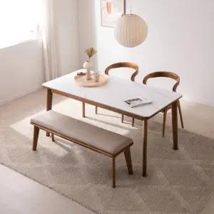 레오 세라믹 원목 식탁세트 1600벤치형 (식탁+의자2+벤치1)