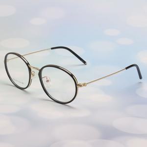 가벼운 국산 동글이 콤비 메탈 안경테 골드블랙
