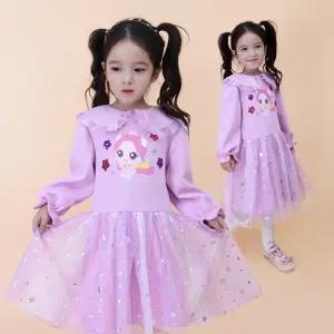 슈팅스타캐치티니핑 여아용 오로라핑 블링 카라 기모 9부 레이스 원피스 VI