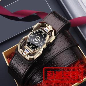 고급스럽고 분위기 있는 남성용 자동 버클 악어 패턴 벨트 새로운 캐주얼웨어 청소년 비즈니스