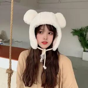 여자 곰돌이귀 뽀글이 후드 모자 바라클라바 귀달이