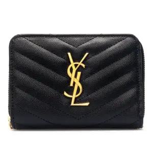 쉐브론 퀼팅 YSL 로고 집어라운드 지갑 668288 BOW01 1000