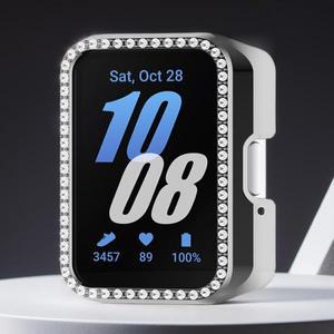 PC 다이아몬드 상감 케이스 화면 보호기 방진 시계 하프 커버 삼성 갤럭시 핏 3 SM-R390 용 긁힘 방지