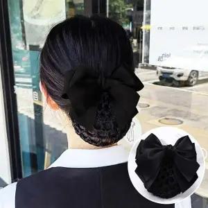 [골드스마일]편한 머리망 자동핀 여성 분리가능 리본