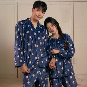남성 여성 커플 수면잠옷 겨울 릴렉스 밍크극세사 스판 상하 파자마세트