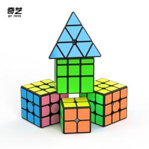 QiYi 형광 스티커 큐브 2x2 3x3 Pyraminx 미러 전문 스피드 퍼즐 장난감 어린이 선물