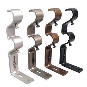 3x 더블 커튼 봉 벽 브래킷 지원, 거실 침실 폴 홀더