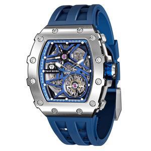 차르 봄바 남성용 자동 시계 기계식 토나우 럭셔리 스켈레톤 5천만 방수 아날로그 워크 손목시계 멋진 디자인 스퀘어 빅 페이스