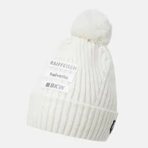 데상트 로고 패치 방울 비니 SP423SKCN0WHT0 모자