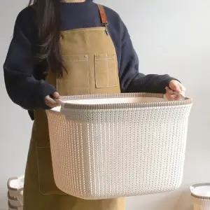 [블루마켓]라탄 패턴 대형바구니 수건 빨래바구니 수납정리함 사각바구니 수납바구니 정리바구니 정리수납