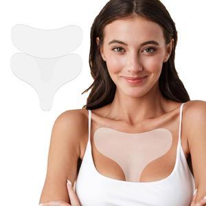 가슴 주름 패치 - 측면 수면을 위한 재사용 가능한 실리콘 데콜레티지 패드, 방지, 목 및 관리를 야간 절단 스무딩 패치, 세척 가능, 2개