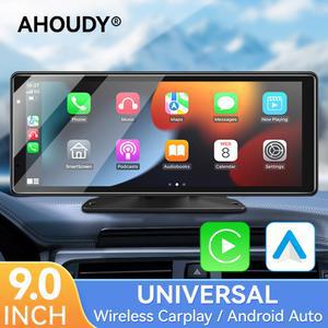 카플레이 모니터 AHOUDY 9인치 차량용 라디오 멀티미디어 비디오 플레이어 휴대용 무선 안드로이드 오토 GPS 네비게이션 범용 터치스크린 BT IPS