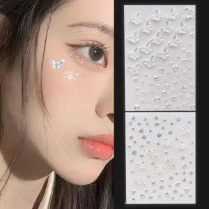 오로라 페이스 스티커 파츠 큐빅 얼굴에붙이는 나비