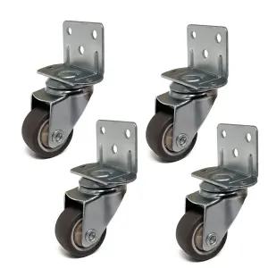 측면고정 L자형 저소음바퀴 1인치 4개입 캐스타 회전바퀴 이동식 소형 서랍장 사이드 가구 책상 아기침대