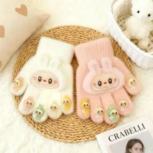 아벨리 라부부 겨울장갑 방한장갑 손가락 털 어린이 키즈 보온 여아 캐릭터 데일리