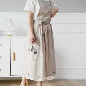 (무료배송) 자수앞치마 린넨 꽃무늬 어린이집 유치원 원피스