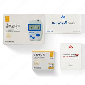글루코닥터탑 혈당측정기+시험지50+멸균침100+솜100