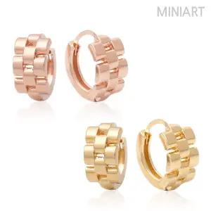 14K 금침 이어링 심플볼드 시계줄 체인 원터치 링 귀걸이